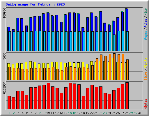 Daily usage for February 2025